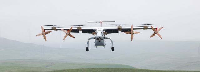 Chaparral descends vertically to land, completing its first autonomous A to B delivery mission.