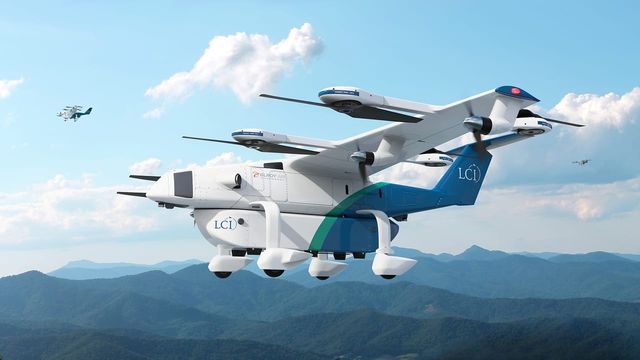 Render of Chaparral aircraft with LCI livery in flight while transporting cargo.