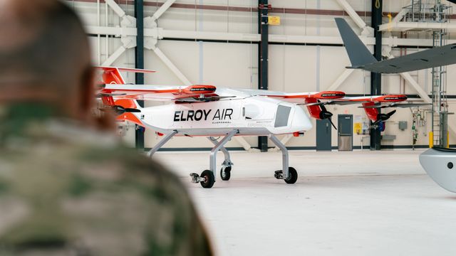 Elroy Air demonstrating the autonomous cargo-handling capabilities of its Chaparral system at Travis Air Force Base as part of the Mobility Guardian exercise.